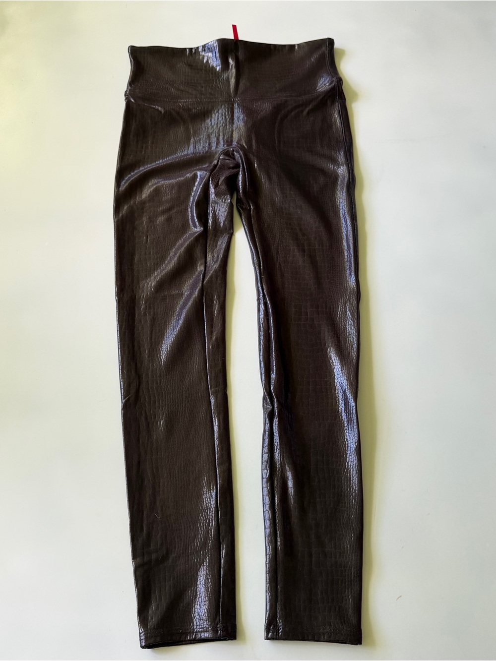 Spanx Faux Leather Croc Leggings Black‎ Shine High Rise Shapewear Sz L